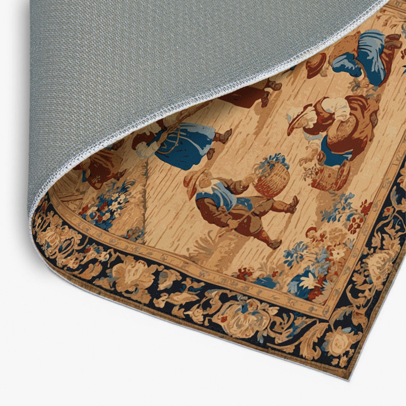 Tapis d'intérieur et d'extérieur brun français, Rectangle 4pi x 6 pi