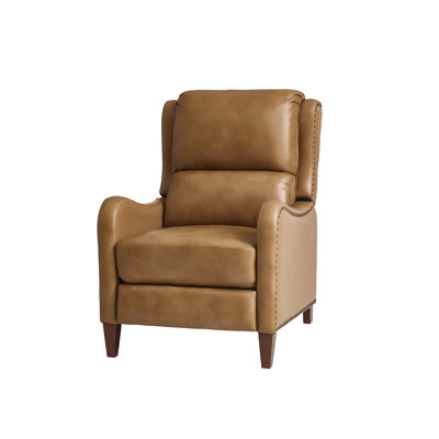 Beecher Traditional 28.75" Wide Genuine Leather Manual Club Recliner with Solid Wood Legs