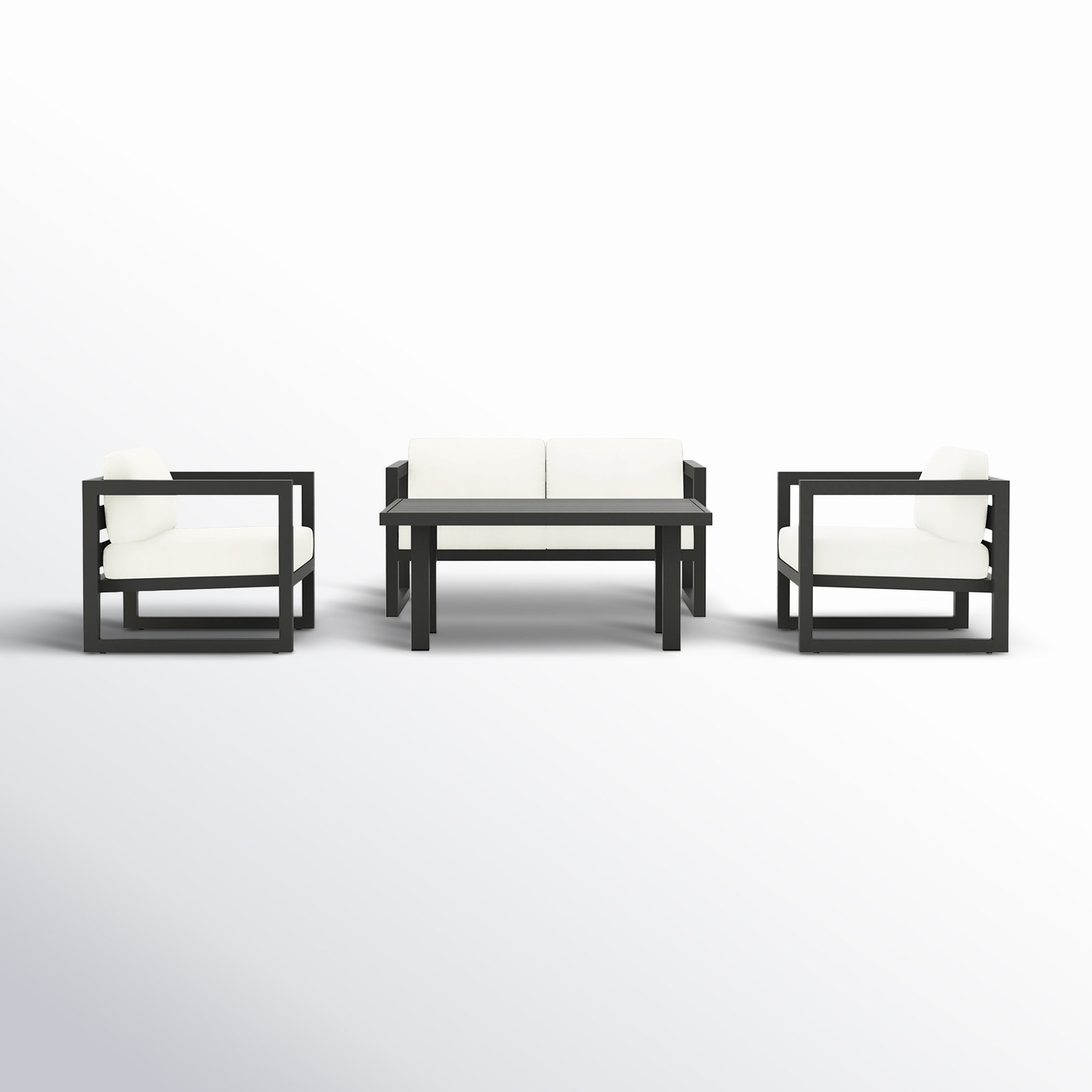 Smith 4-Person Patio Seating Group, Canvas Natural, 25" H x 54" W x 25.5" D, Slate