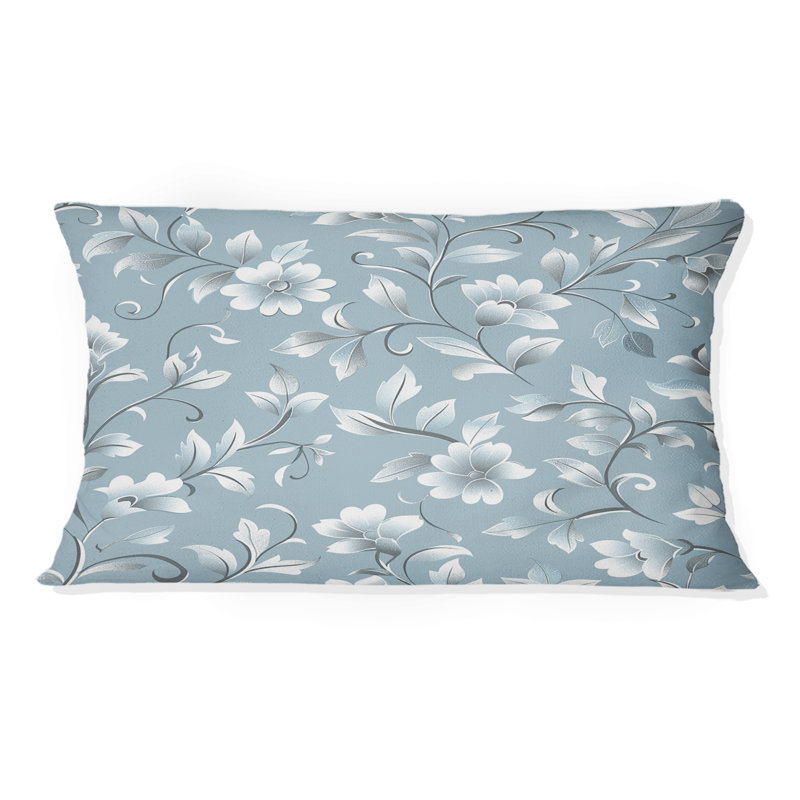 Coussin lombaire transitionnel bleu argenté floral II