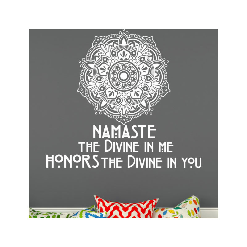 Décalcomanie murale décoration mandala Namaste, Blanc