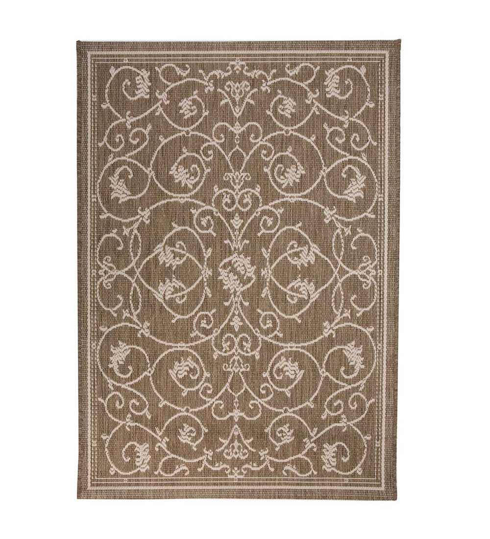Plow & Hearth Veranda Scroll Cocoa Indoor/Outdoor Area Rug | Wayfair