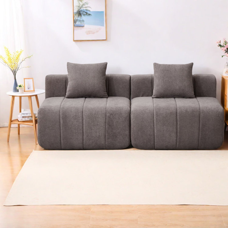 Canapé moderne en chenille gris, conception modulaire pour le salon et le bureau