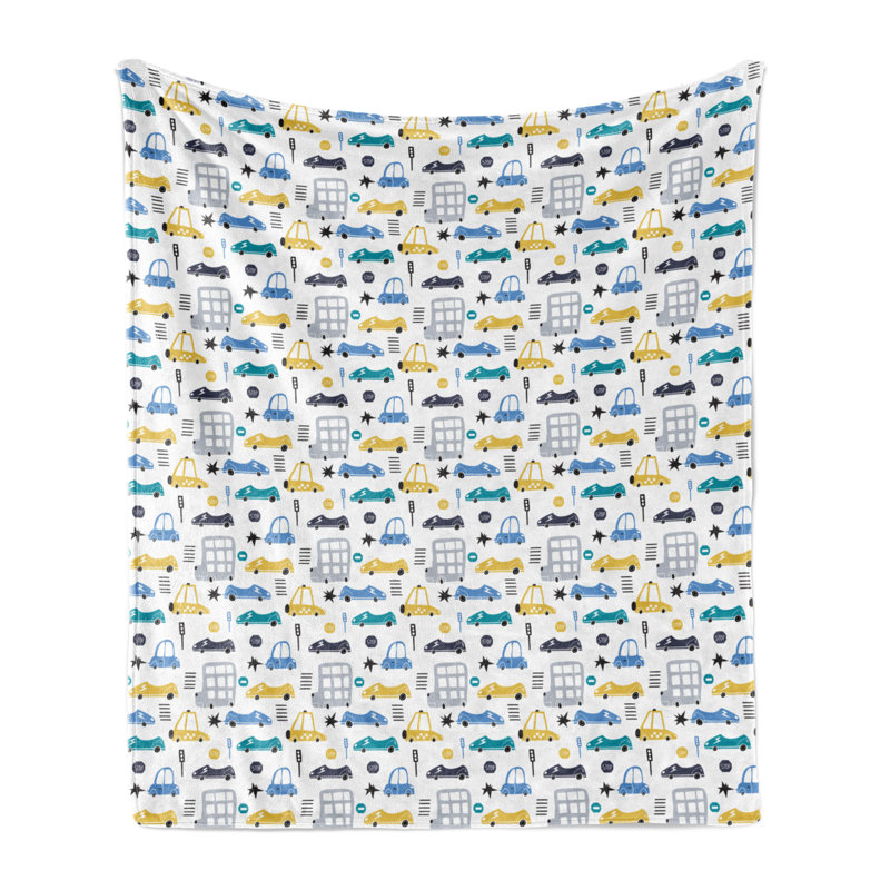 Ambesonne Traffic Fleece Throw Blanket Car Pattern Multicolor, 50" W x 60" L