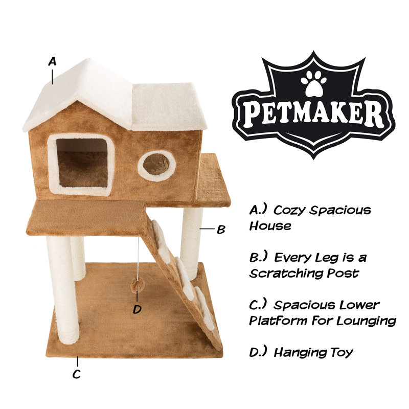  PETMAKER 35in Cat Tree with House, Brown