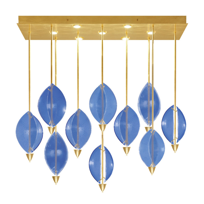 Luminaire suspendu l 59 po Embark, Bleu, Feuille d'or standard