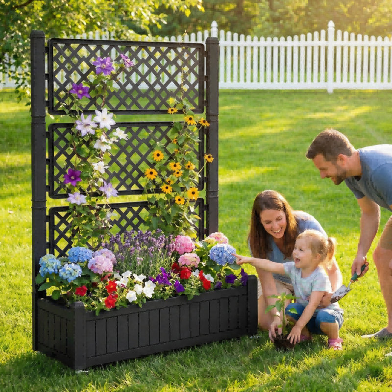 42.5'' W X 61''H Resin Raised Garden Bed, Black