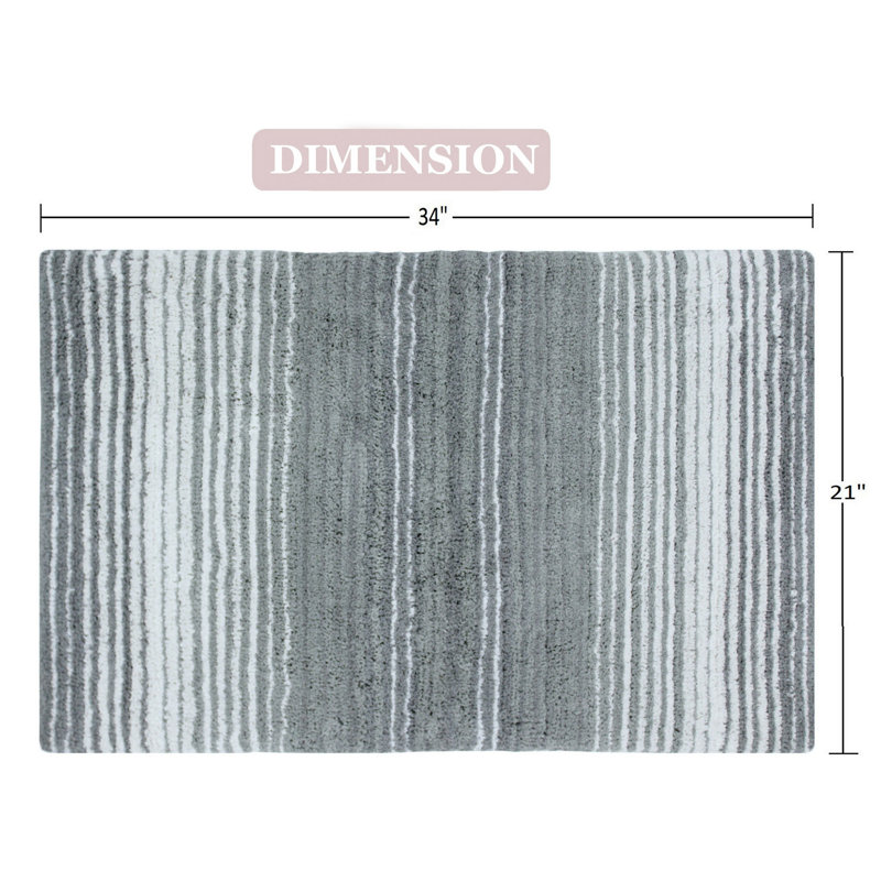 Griffie Plush 100 % Cotton Bath Rug, Single - 21" L x 34" W, Gray