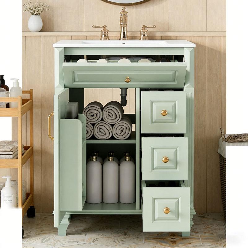 Meuble-lavabo 24 po avec lavabo, Vert