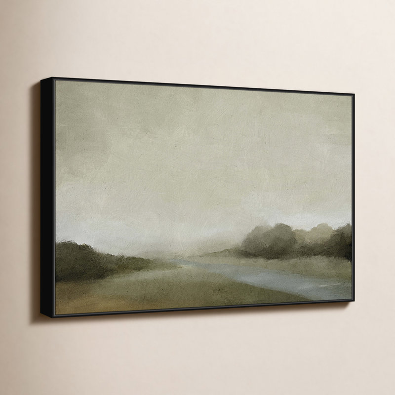 Peinture à l'aquarelle sur cadre flottant Vanora "Lovers Creek", H 41,5 po x l 61,5 po, Noir
