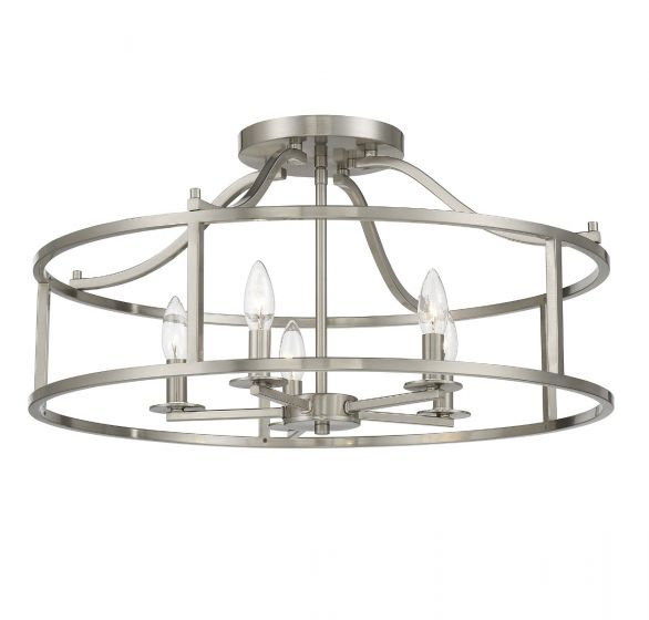 Plafonnier 5 lumières en nickel satiné Maris, Nickel
