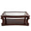 Zosia Table basse rectangulaire foncé en verre foncé avec sculptures complexes et tablette inférieure