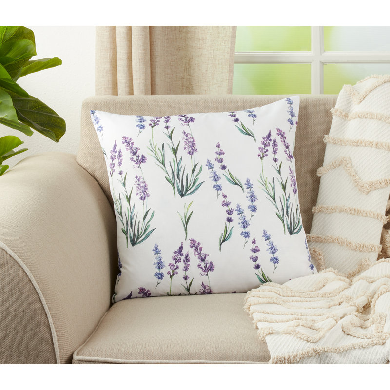 Lavender Design Light Background Throw Pillow with Down Filling