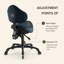 Fauteuil à roulettes pivotant avec roues et support de dossier ergonomique Latitude Run®-587143872-590031889