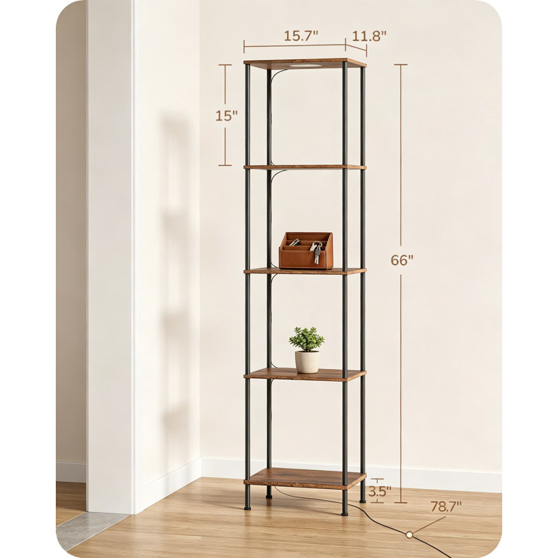 Lampe sur pied DEL à 5 niveaux avec tablettes, luminosité et température de couleur réglables RVBB, télécommande, 3 modes d'éclairage, lampe sur pied moderne pour le salon, la chambre à coucher ou le bureau