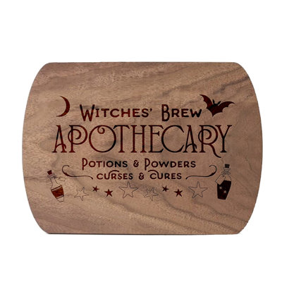 Witches Brew Apothecary Redwood Oval Cutting Board
