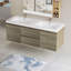 Meuble-lavabo flottant 60 po avec lavabo, meuble-lavabo mural moderne 60 po avec lavabo à surface solide, deux lavabos et tiroirs à fermeture en douceur-959584152