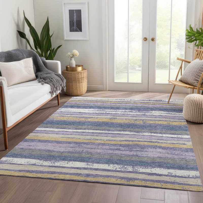Premium Machine Washable Jahnke AMF1019 Stripes Rug, Rectangle 8' x 10'