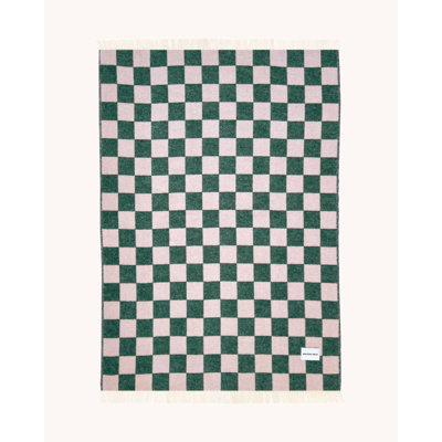 Checkered Wool Jacquard Throw Blanket