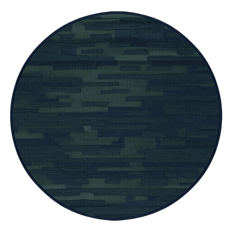Machine Washable Abstract Gray Area Rug, Round 5'