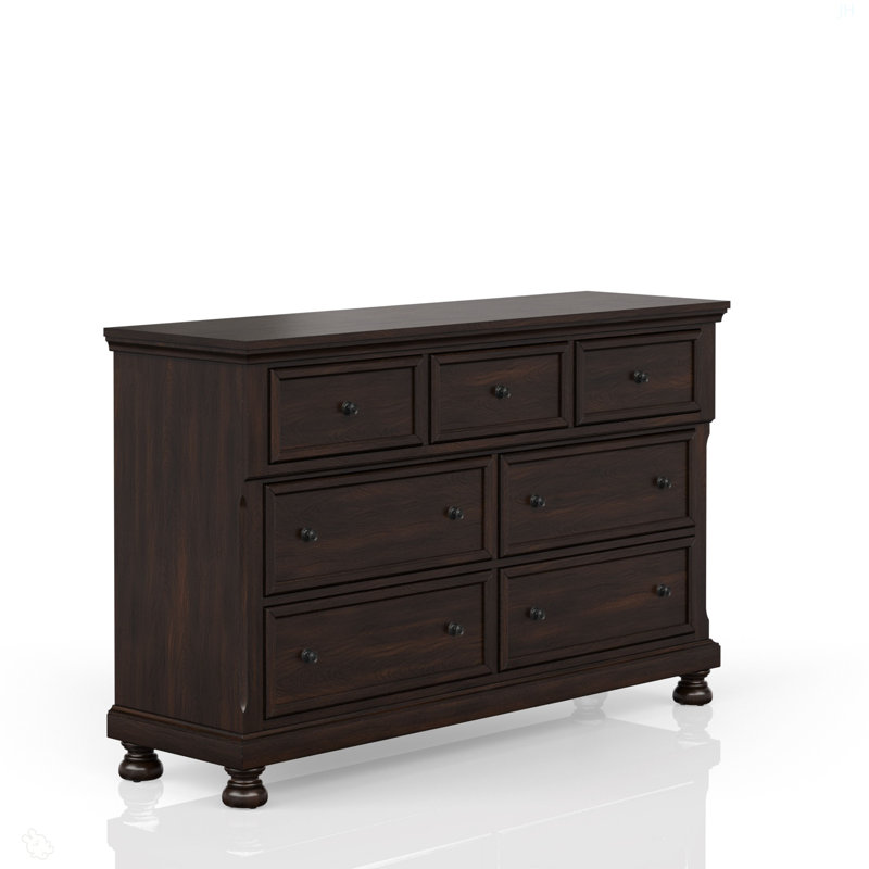 Commode sept tiroirs cerisier foncé
