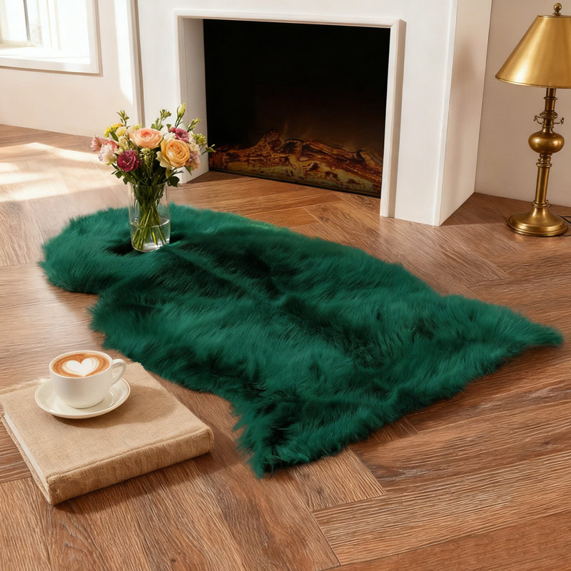 Cozy Thick Gray Faux Sheepskin Area Rug, Novelty 2' x 3'
