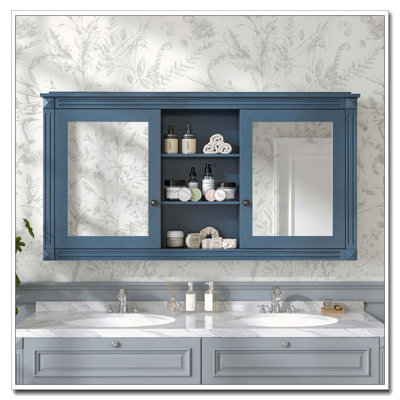 55 inch Wall-Mount 2-in-1 Mirror Cabinet