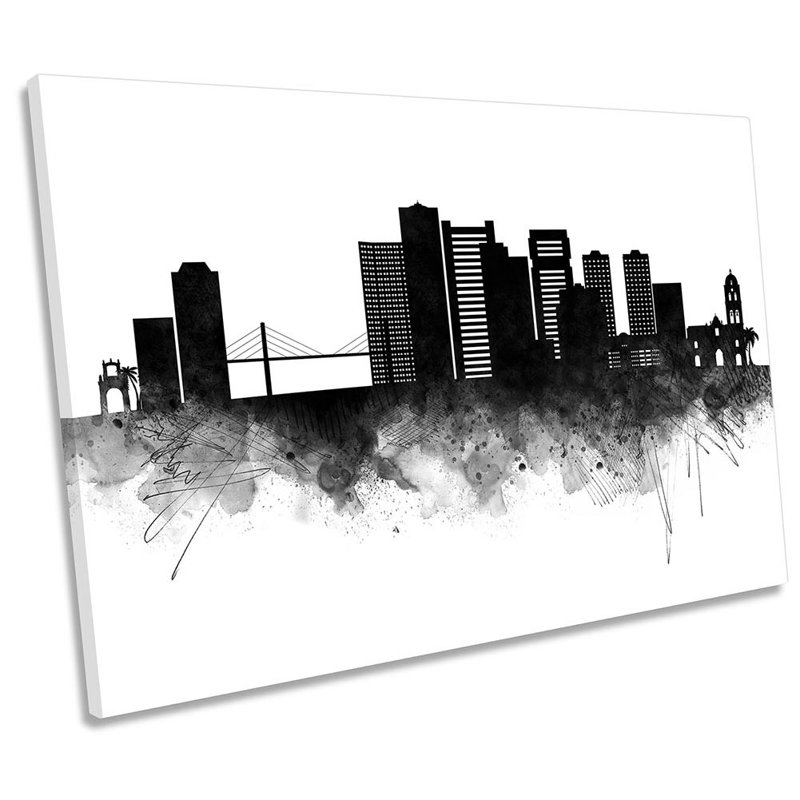 La Paz Abstract City Skyline - Wrapped Canvas Print, 91.4cm H x 137.2cm W x 4cm D