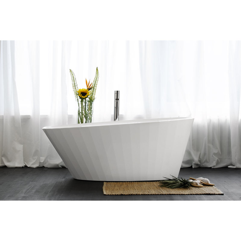 Couture 65.5'' L Freestanding Soaking Bathtub, Brushed Nickel, Matte/Glossy White
