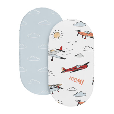 Airplane Red and Blue 2 Pack Baby Bassinet Fitted Sheets by Sweet Jojo Designs