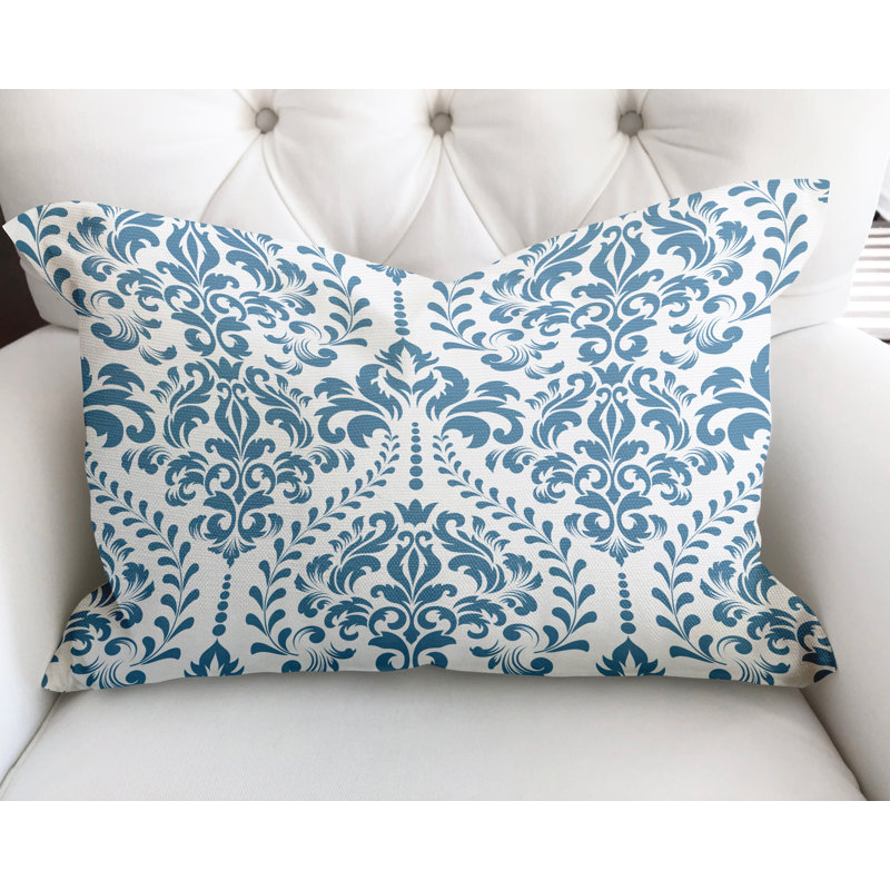  Housse et insert de coussin rectangulaire en coton Adeline, Bleu