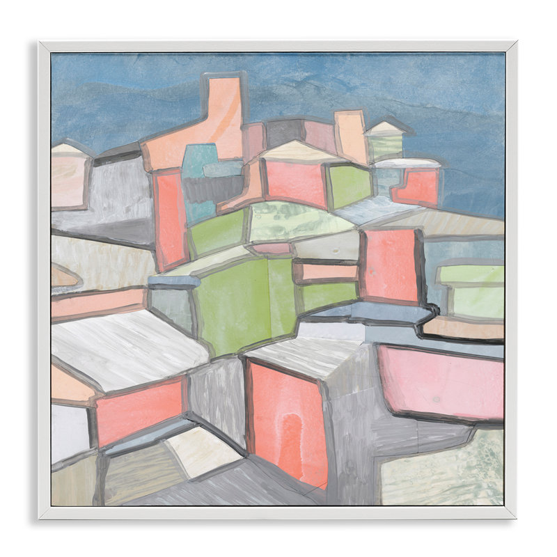 Art contemporain, giclée encadrée par Coco Good, Estampe numérique encadrée blanc bord de mer, H 17 po x l 17 po