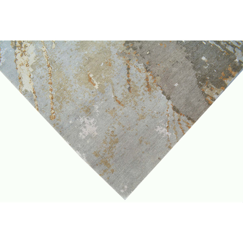 Abstract Area Rug in Gray/Brown/Ivory, null, Rectangle 5' x 8'