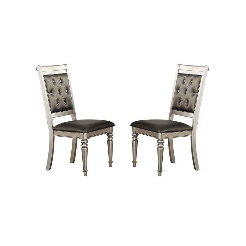Chaises de salle à manger avec dossier capitonné, argent (ensemble de 2)