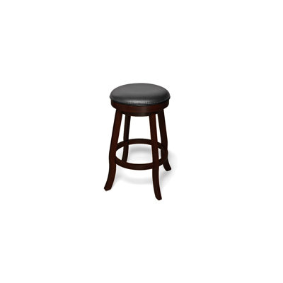 Brunswick Arwid Swivel Upholstered Counter Stool – Backless Design with Solid Wood Frame and Padded Seat in Dark Walnut Finish