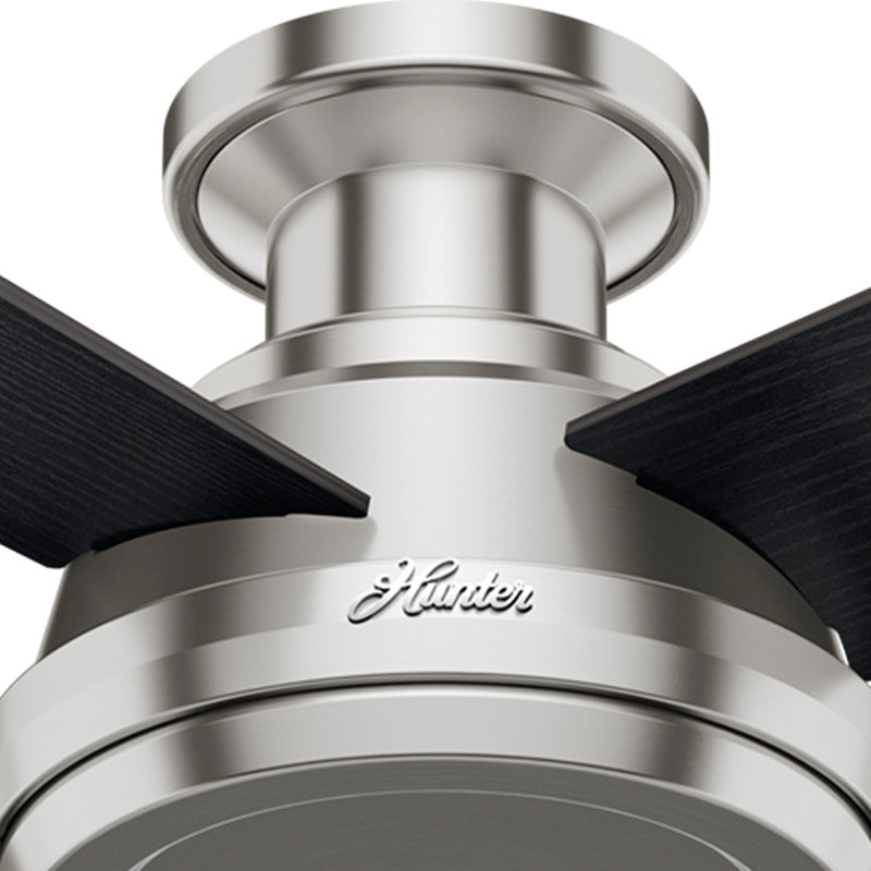 52" Dempsey 4-Blade Flush Mount Ceiling Fan with Remote Control, Brushed Nickel