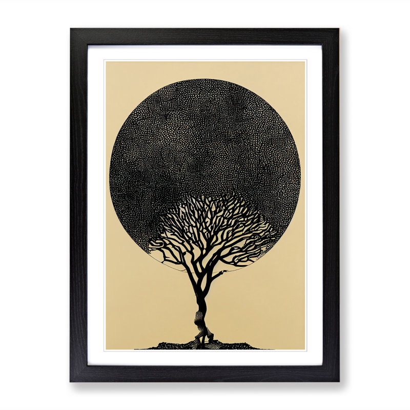 Tree Art Design Vol.5 1 Piece Single Picture Frame Wall Art, 34cm H x 25cm W x 2cm D, Oak