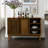 Fluted Rattan Sideboard Cabinet with Shelves, Outlet Holes & Solid Wood Base, 60"