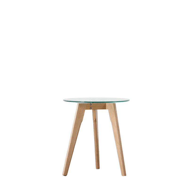 Chmura Glass Top End Table, Light Wood