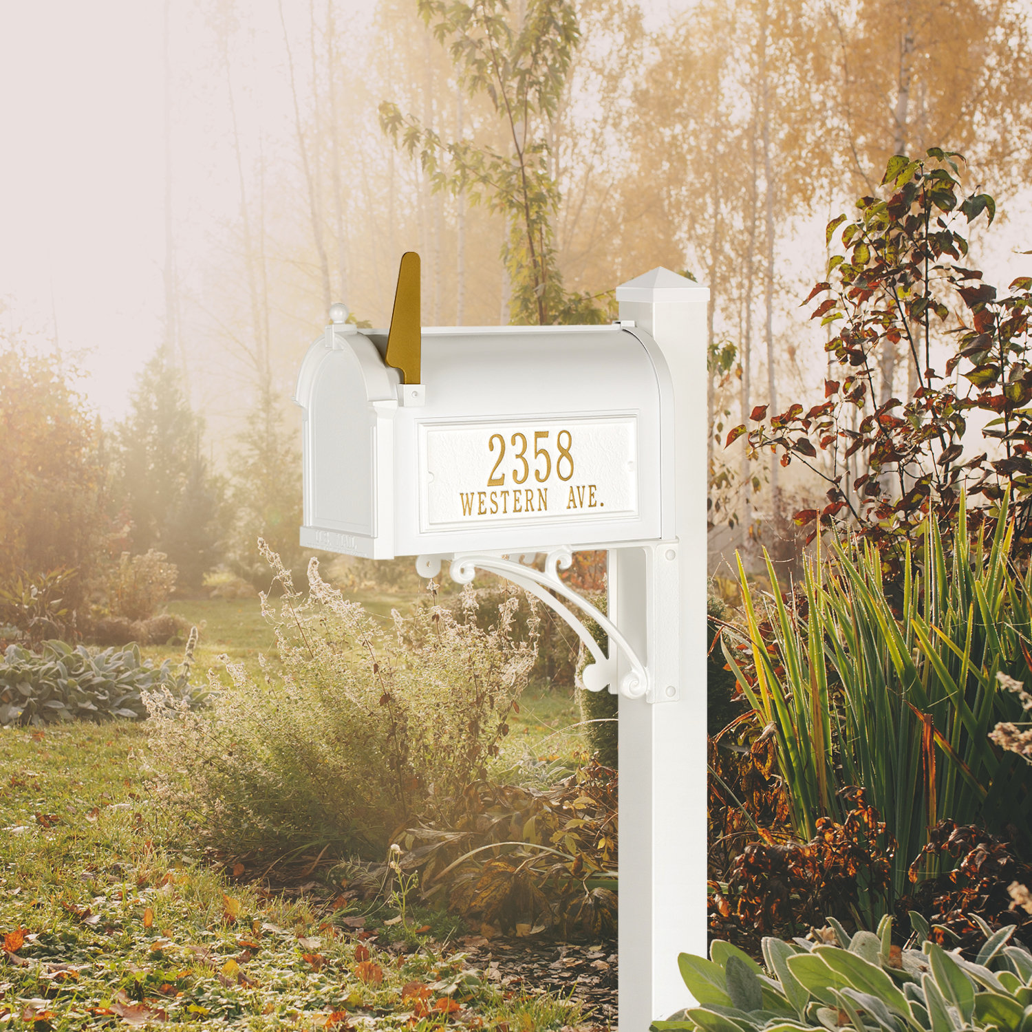 Superior Post-Mounted Mailbox, White, Yes