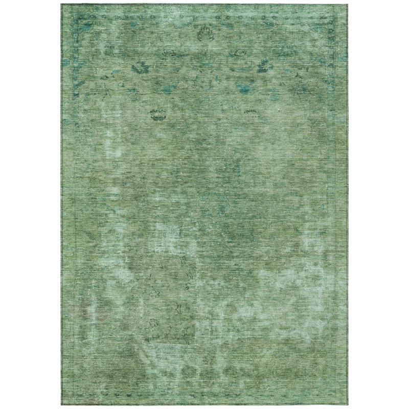 Isadorae Green Washable Indoor-Outdoor Rug - LOOMLAN, 3' x 5'