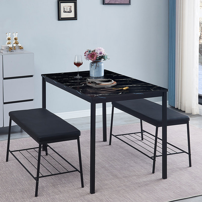 Fauste Rectangular 47.2'' L x 27.5'' W Restaurant Dining Set, Noir, Noir, Noir