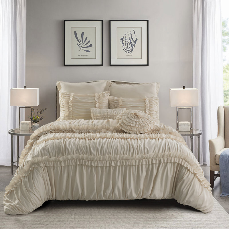 Ensemble de literie en microfibre 7 pièces 7 pièces avec coussins décoratifs, Grand édredon et 6 pièces supplémentaires