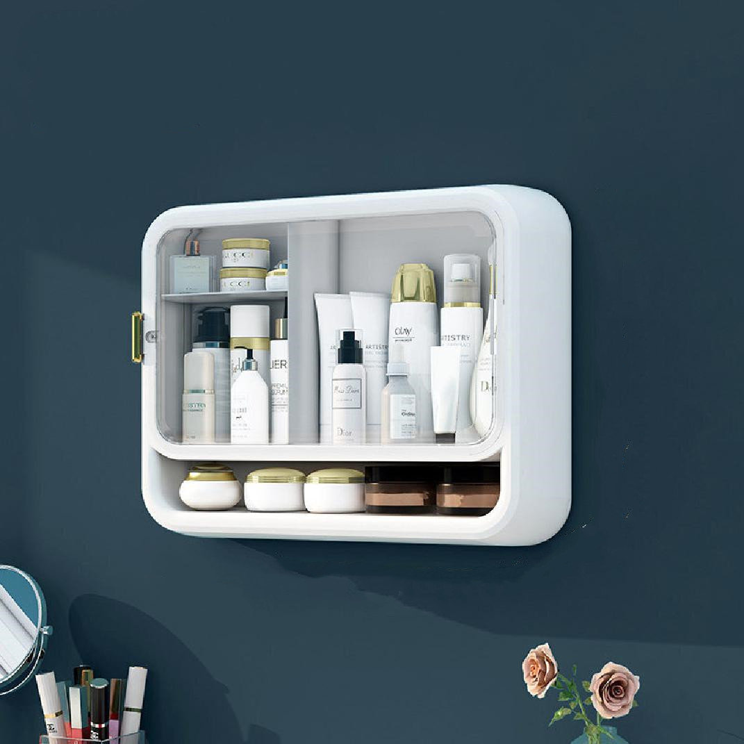 mDesign Plastic Suction Decorative Home Storage Organizer Shelf - Hanging  Mirror/Window Basket for Entryway, Mudroom, Bedroom, Bathroom, Office