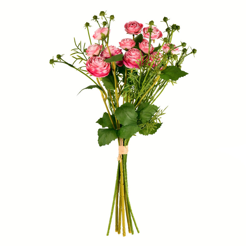 Artificial 17" Mini Ranunculus Spray, Pink