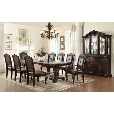 Kolyn Marney Brown Traditional Wood Veneers And Solids Formal Extendable Dining Room Set