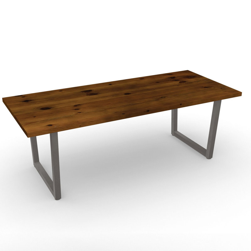 Horrace Solid Wood Top Metal Base Dining Table, 30" H x 96" L x 40" W, Antique