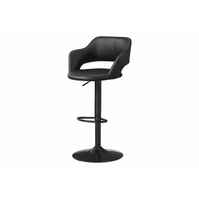 Tabouret de bar, pivotant, hauteur de bar, réglable, métal noir, aspect cuir, contemporain, moderne