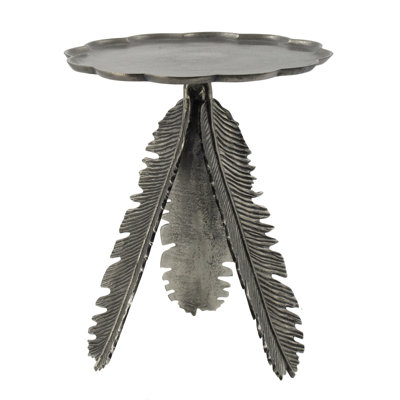 16.9X16.9X19.7 Leaf Side Table, Silver Antique Finish