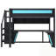 Lit mezzanine avec bureau et garde-robe, structure de lit mezzanine avec DEL pour jeux vidéo, port USB intégré-1685095507